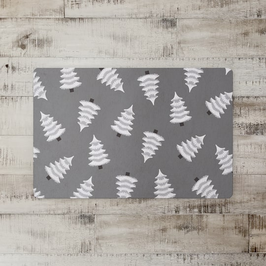 White & Black Trees Floor Mat